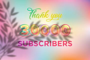 30000 subscribers celebration greeting banner with Candy color Design