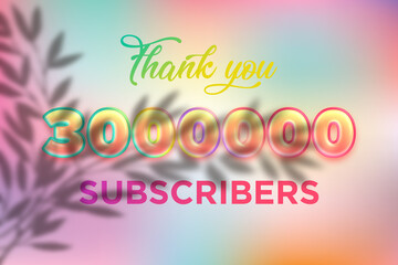 3000000 subscribers celebration greeting banner with Candy color Design