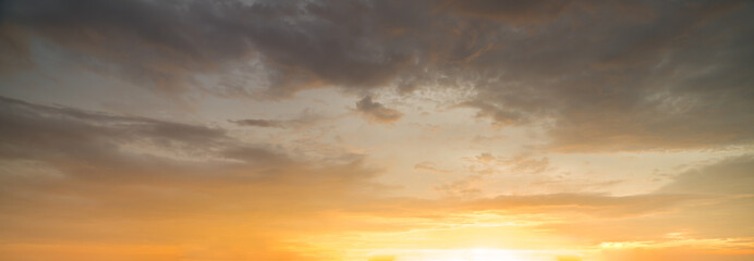 Dramatic sky panorama at sunset