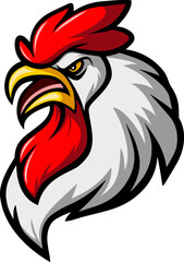 Angry rooster head mascot character