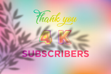 4 K  subscribers celebration greeting banner with Candy color Design