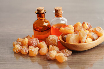 Frankincense or olibanum aromatic resin used in incense and perfumes.