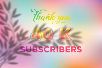 40 K  subscribers celebration greeting banner with Candy color Design