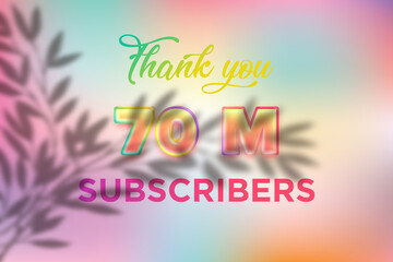 70 Million  subscribers celebration greeting banner with Candy color Design