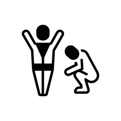 Black solid icon for defeat