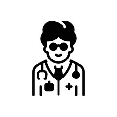 Black solid icon for doctor