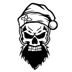 Santa Hat Bearded Skull