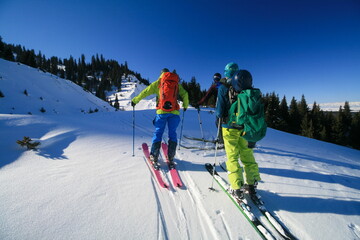 Skitour in the mountains of Kyrgyzstan, Zhyrgalan valley.