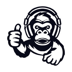 Gorilla with Headphone