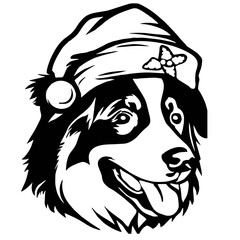 Santa Hat Australian Shepherd