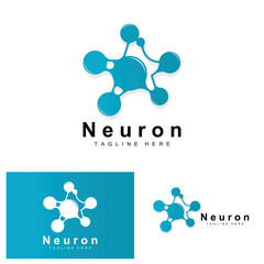 Neuron Logo Design Vector nerve cell illustration Molecular DNA health brand