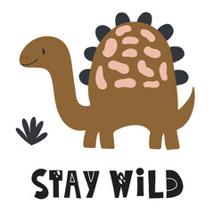 Cute poster with small dinosaur vector print for kids room, baby shower, greeting cards, baby and kids t-shirts and clothes.