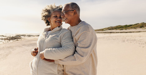 Mature romance at the beach