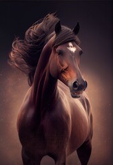 beautiful horse , Clear dark  background, Ai generative