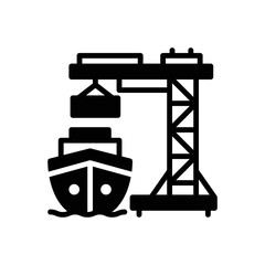 Black solid icon for port