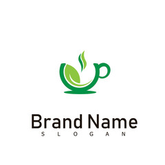 green tea logo design drink cafe