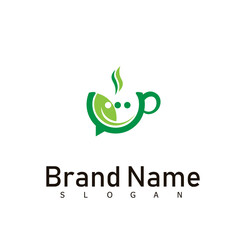Fototapeta premium green tea cafe chat drink logo
