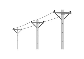 Cemant high voltage power electric pole transmit electricity on white background icon flat vector design.