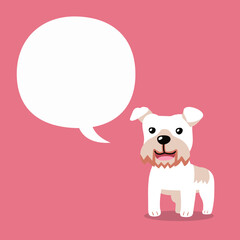 Fototapeta premium Cartoon character wire fox terrier dog with speech bubble for design.