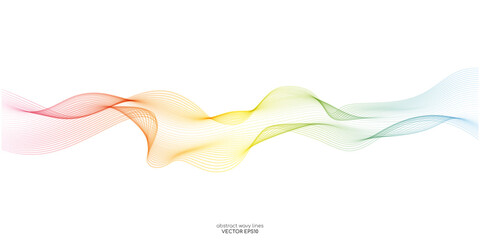 Vector wave lines smooth curve flowing dynamic colorful spectrum color isolated on white background for concept of technology, digital, communication, science, music