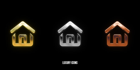 Home Elegant Gold, Silver, and Bronze Icons on a Stylish Black Background