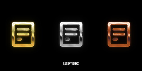 News Elegant Gold, Silver, and Bronze Icons on a Stylish Black Background