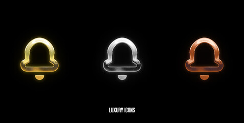 Notification Elegant Gold, Silver, and Bronze Icons on a Stylish Black Background