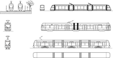 sketch vector illustration of metro carriage in urban