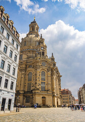 Fototapeta premium Dresden, Germany - June 28, 2022: The Church of Our Lady or Frauenkirche, Lutheran church in Dresden. Often called a cathedral, but it is not the seat of a bishop. One of the largest domes in europe