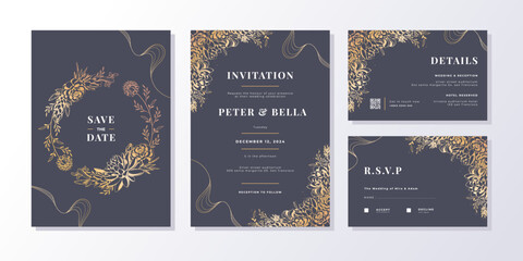 luxury golden wedding invitation template design