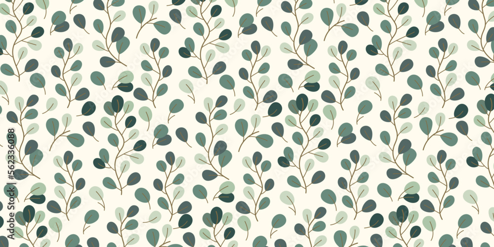 Aufkleber retro eucalyptus leaf pattern design for background