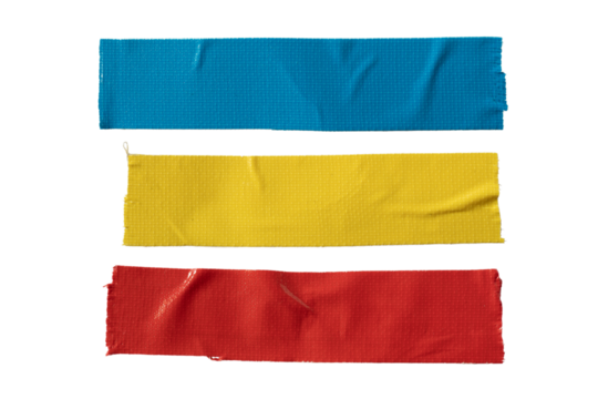 Blue, yellow and red cloth tape