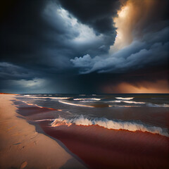 Naklejka premium Stormy sea, created with Generative AI technology.