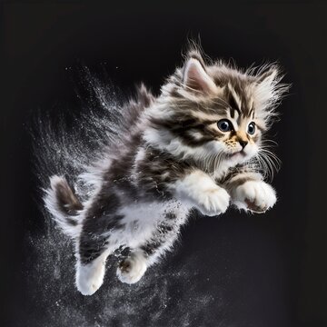 Kitten im Sprung, made by Ai, Ai-Art
