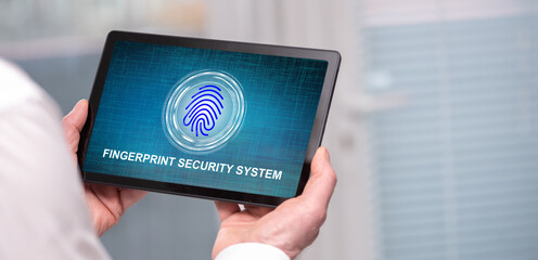 Fingerprint security system concept on a tablet