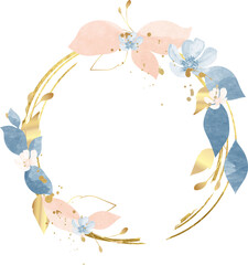 Luxury botanical watercolor gold frame