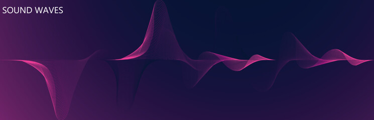 abstract vector blue colored sound wave lines. Wireframe sound mixer wave background. 