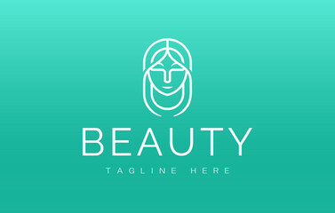 Elegant Beauty Woman Face Logo Design. Woman Line Face Art Vector Illustration.