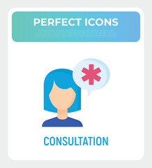 Online consultation with doctor. Flat icon. Telemedicine. Chat with medical support. Modern vector illustration.