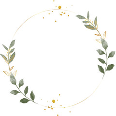 Luxury botanical watercolor gold frame