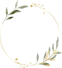 Luxury botanical watercolor gold frame