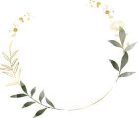 Obraz premium Luxury botanical watercolor gold frame