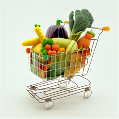 Vegetables in store trolley, created with Generative AI technology.