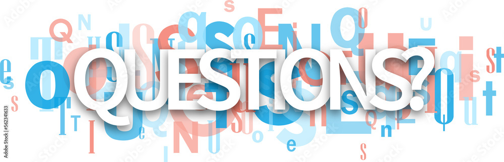 Aufkleber questions? colorful typography banner on transparent background