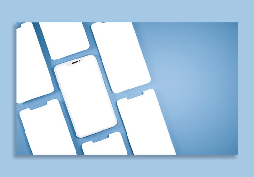 Multiple Device, Perspective Screens Mock Up, Floating Template.