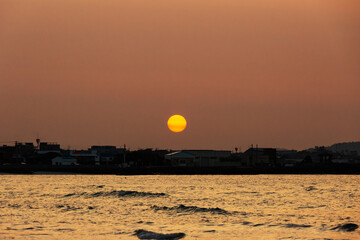 a quiet seaside town in the twilight