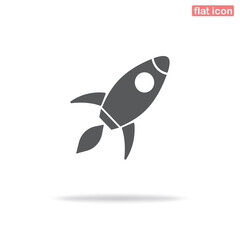 A simple icon of a launched rocket. Minimalism, vector illustration. Silhouette icon.
