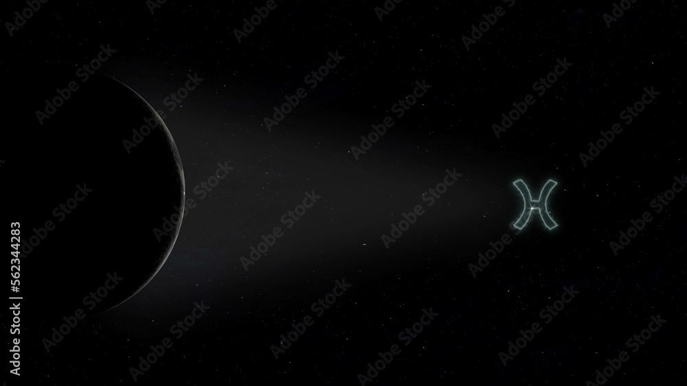 Wall mural new moon in pisces 3d rendering illustration