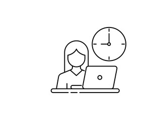 Working hours icon design. flexible schedule work icon, worker hours, punctual business man, part time job, remotely at the computer, isolated on white background 