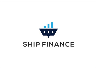 Fototapeta premium Ship Chat Finance logo design vector illustration